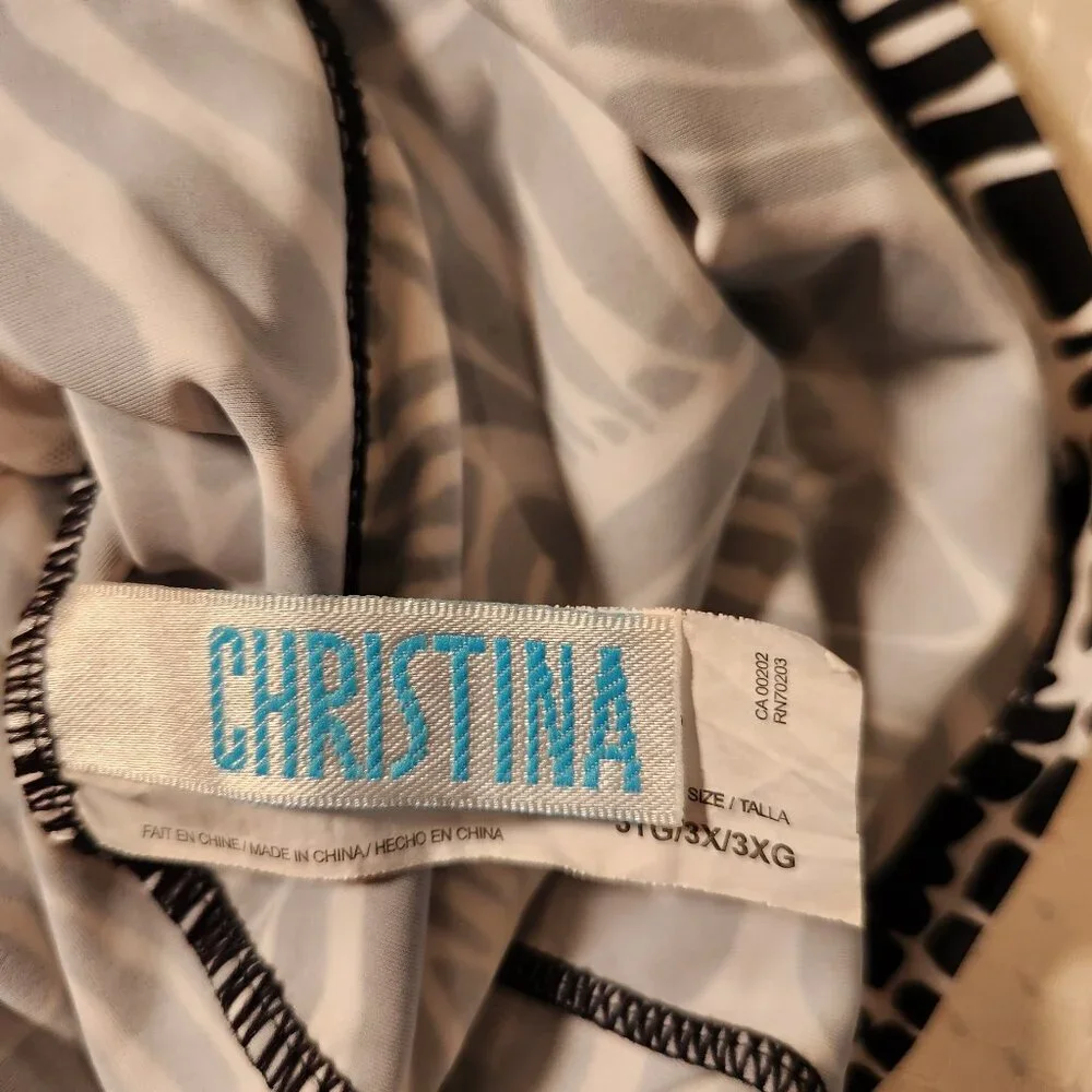 Christina Tankini Top Black & White‎ 3X